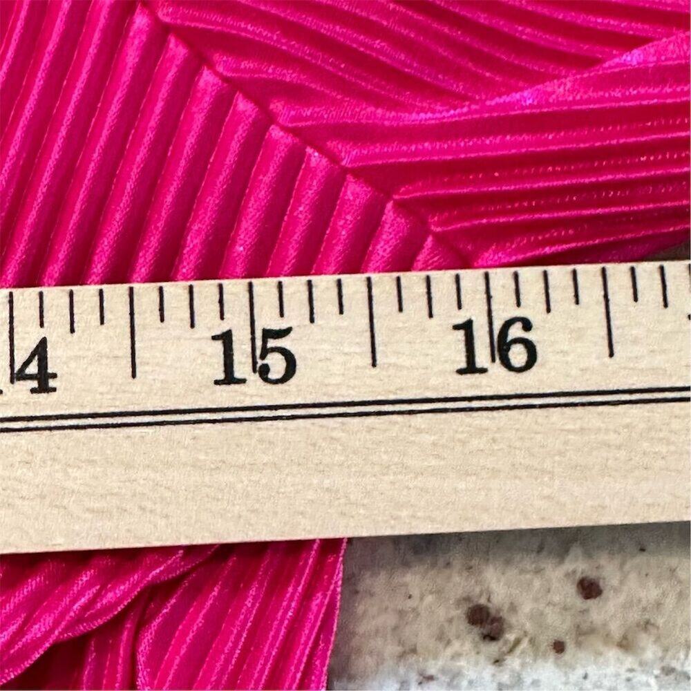 Women's Pink Pleated Tie-Front Blouse V-Neck Long Sleeve Size M button front. - Picture 6 of 11
